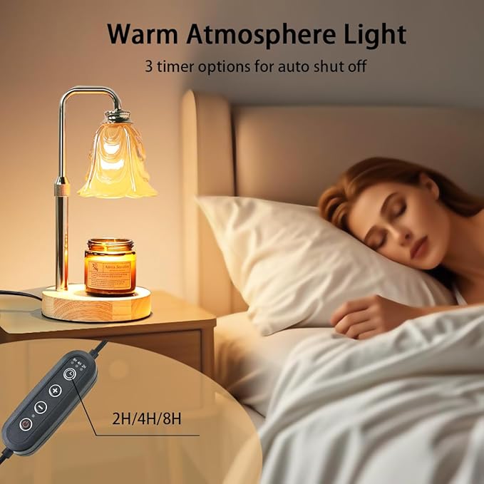 Candle Warmer Lamp with Timer Dimmer Adjustable Height for New Home House Bedroom Decor,Wax Melt Warmer with 2 Bulbs for Jar Candles, Gifts for Mom Women Friend Sister Mothers Day Birthday | Gold