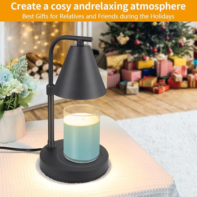 Candle Warmer Lamp, Electric Candle Lamp Warmer Birthday for Mom Women Home Bedroom Decor Dimmable Wax Melt Warmer for Scented Wax with 2 Bulbs, Jar Candles(Height-Adjustable)