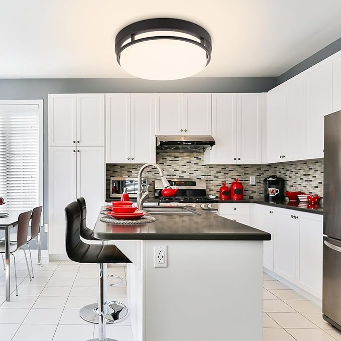 2Pack LED Flush Mount Ceiling Light Fixture 13" 20W, 3000/4000/5000K Color Adjustable, Dimmable Ceiling Lamp for Kitchen, Hallway, Stairwell, Oil Rubbed Bronze, ETL