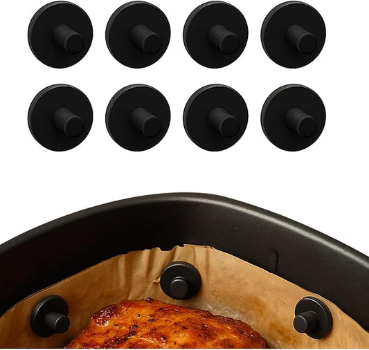 Air Fryer Liner Silicone Magnets 8Pcs, High Temp Resistant Parchment Paper Holder for Magnetic Air Fryers, Secures Disposable Paper Liner Safely, Prevents Burning & Food Covering (8pcs)