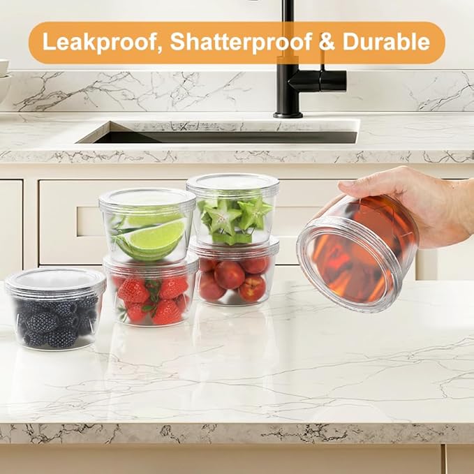 Freezer Storage Containers 6 Pack-16 Oz Deli Containers with Lids BPA Free Microwave and Dishwasher Safe,Food Storage Containers with Lids,Soup Containers for Oats/Salad