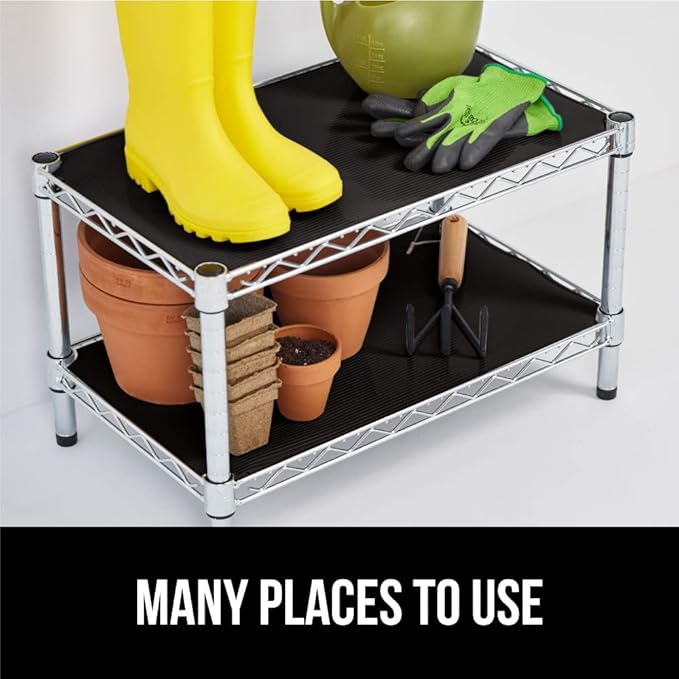 GORILLA GRIP DuraGuard Shelf Liner, 24x30 Non-Adhesive Cabinet Liners for Kitchen Drawers, Shelves, Refrigerator, Pantry Storage, Bathroom Closet, Durable Waterproof BPA Free Ribbed Plastic, Jet Black