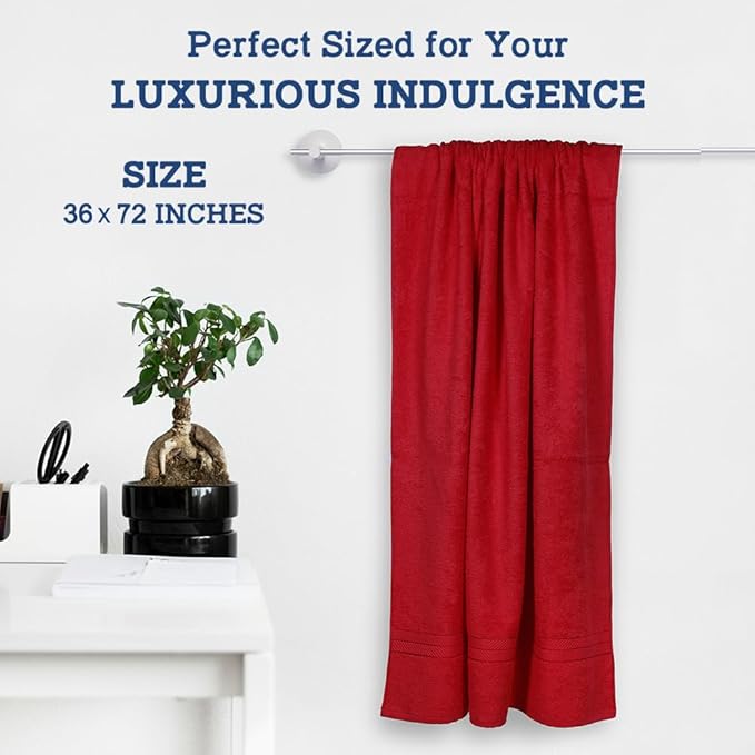 Casa Lino Bath Sheets Set Extra Large - 100% Cotton Extra Large Bath Towels - Highly Absorbent & Quick Dry Oversized Towels for Adults - 60" x 30" - Pack of 2 - (Red)