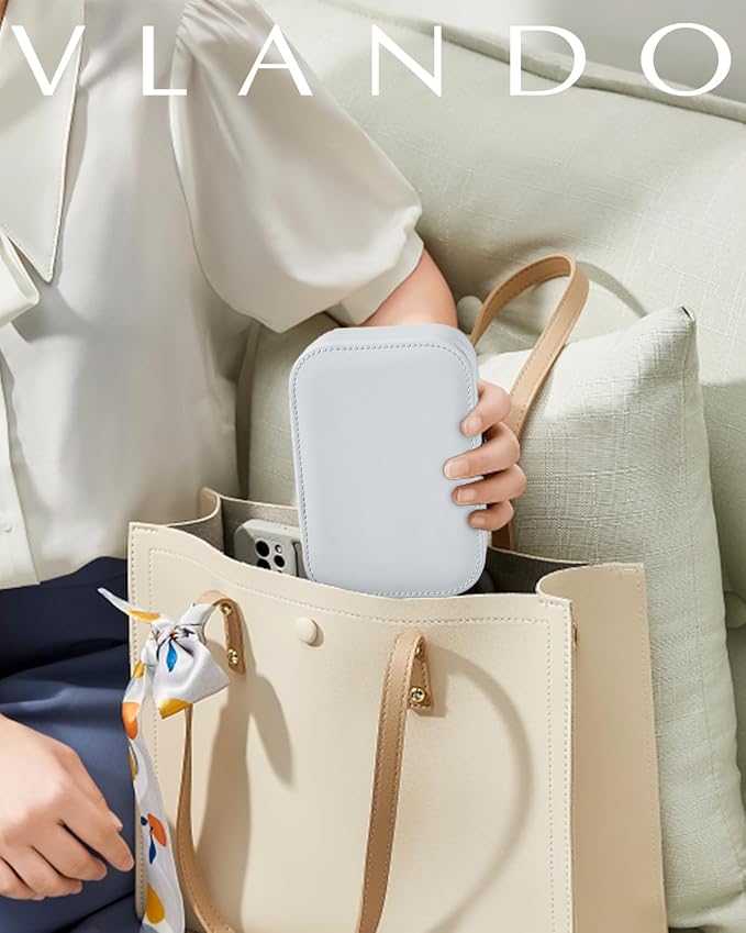 Vlando Travel Jewelry Case, PU Leather Travel Jewelry Box with Earring Holder, Portable Display Mini Jewelry Case for Mothers Day Women Girls Gift - Blue