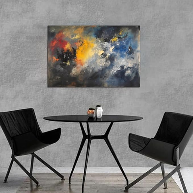 Abstract Wall Art for Living Room Black Modern Canvas Artwork Fantasy Colorful Cloud Pictures Contemporary Painting Decor for Bedroom Home Office Decorations 24x36 inches