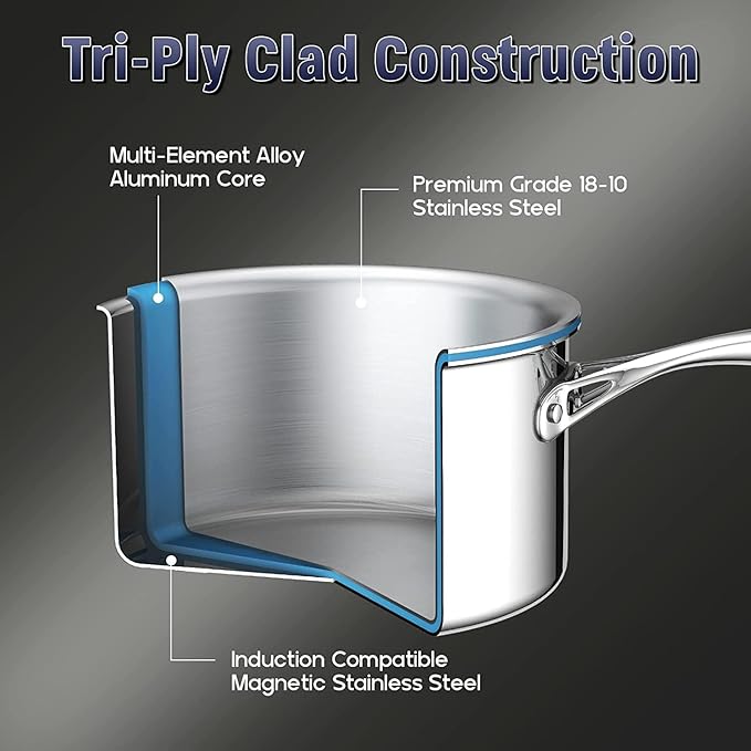 Cooks Standard Multi-Ply Clad Stainless Steel Cookware Set, 9 Piece, Silver