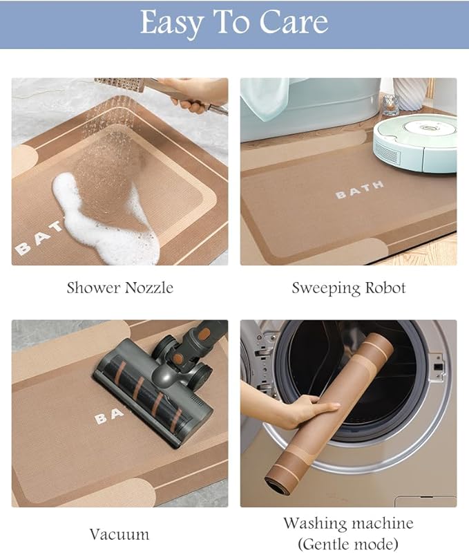 MontVoo Non Slip Bath Mat - Super Absorbent, Stain Resistant, Quick Dry - 17"x50" Brown