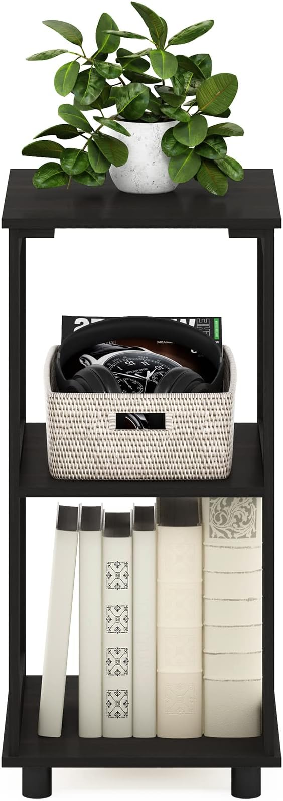 Furinno Romain 2-Tier Tall End Table, Espresso