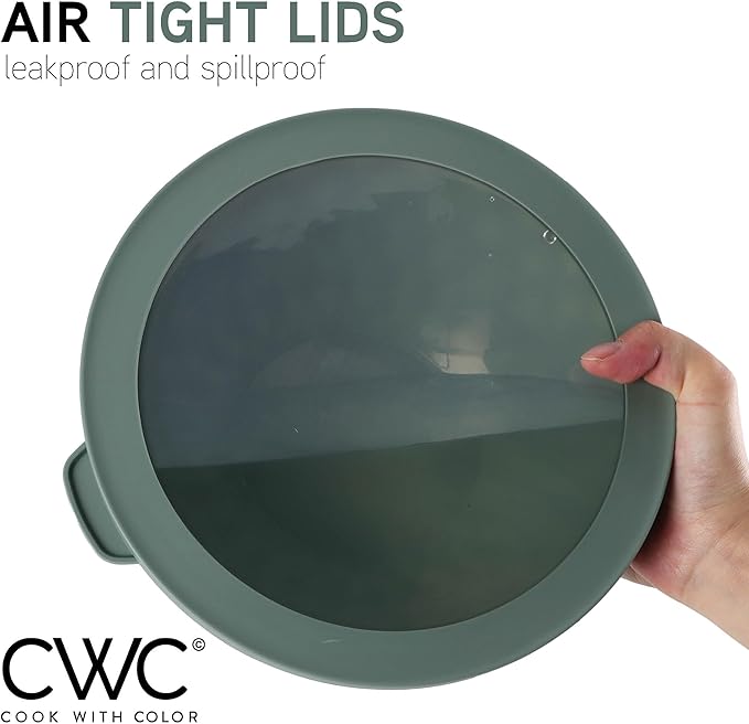 COOK WITH COLOR Mixing Bowls with Lids - 12 Piece Plastic Nesting Bowls Set includes 6 Prep Bowls and 6 Lids, Diamond Design - Microwave Safe (Mint)