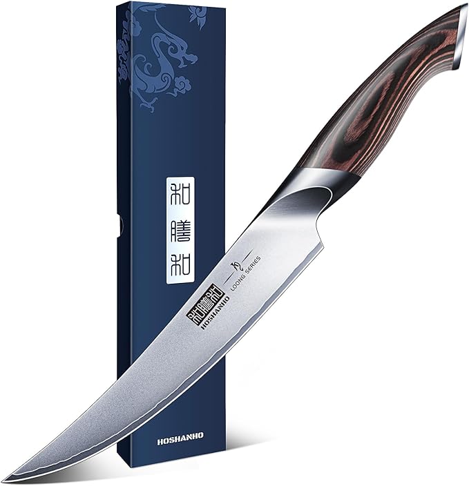 Boning Knife 6 Inch, High Carbon Stainless Steel Fillet Knife for Fish, Professional Japanese Sharp Kitchen Filleting Knives for Meat Cutting