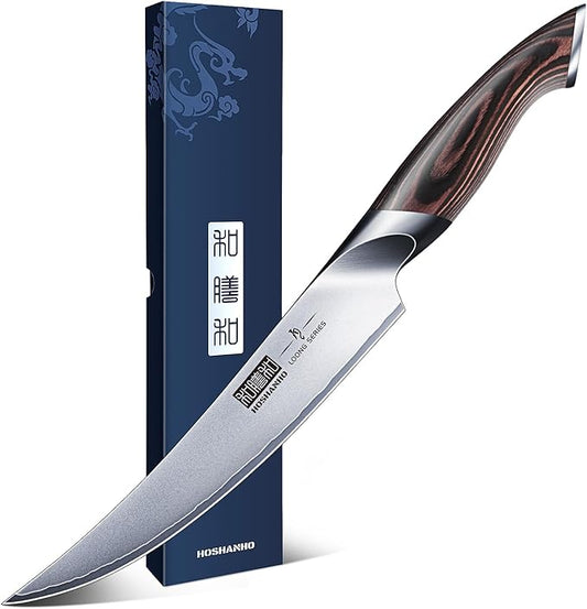 Boning Knife 6 Inch, High Carbon Stainless Steel Fillet Knife for Fish, Professional Japanese Sharp Kitchen Filleting Knives for Meat Cutting