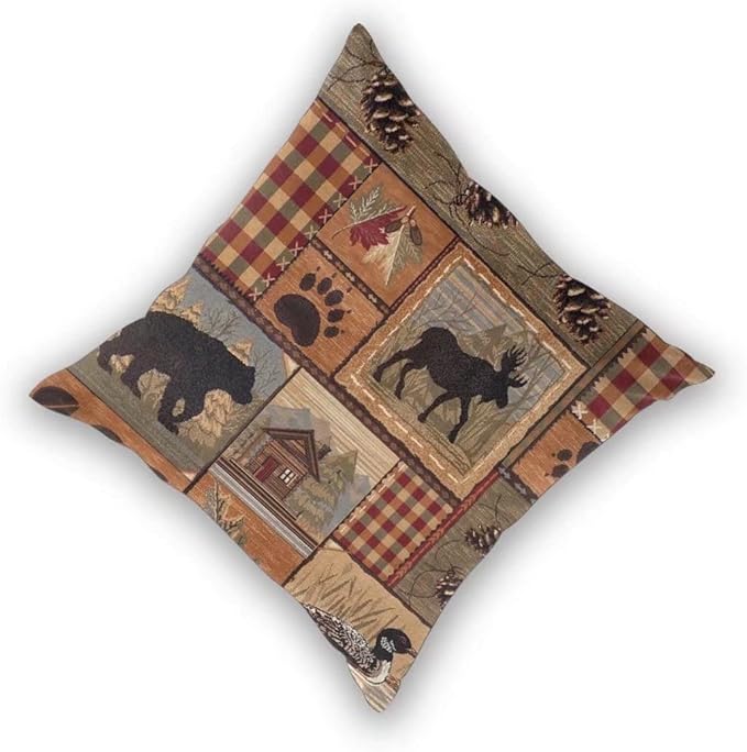 BETGINY Rustic Western Bear Throw Pillows Cover 18X18 Inch Pack of 2, Wildlife Bear Cabin Pillow Covers Linen Square Cushion Animal Deer Pillowscase for Bedroom Home Sofa Decoration