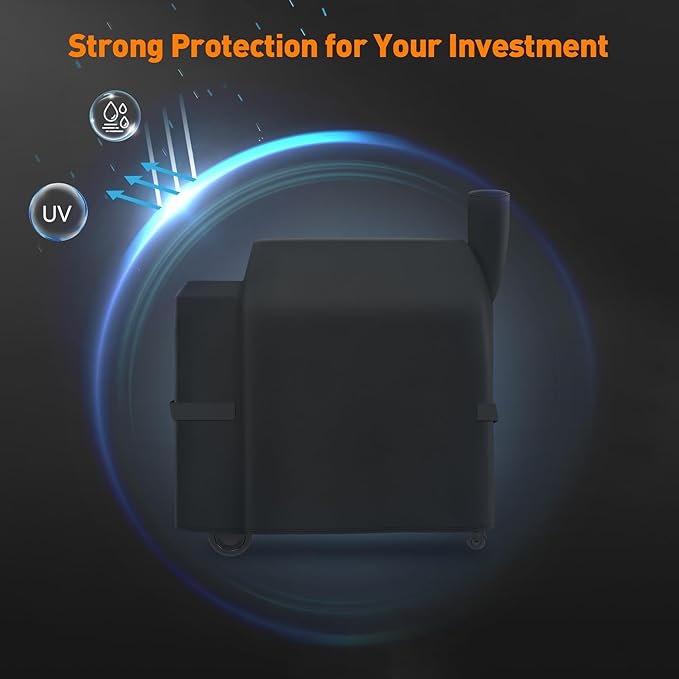 Outdoor Heavy Duty Waterproof Grill Cover Compatible with BAC380 BAC504 Traeger Pro 34 & 780 Series Wood Pellet Grill and Smoker, Texas and More, Full Length Barbecue Grill Cover, Black