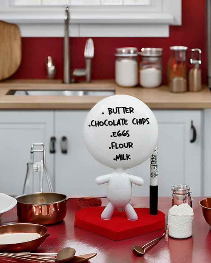 Dry Erase Board - TITTO in Love, Draw Your Ideas - Ceramic Desk Coworkers Whiteboard Doll - Red Office Decor Design - Back to School Love Gifts - RED