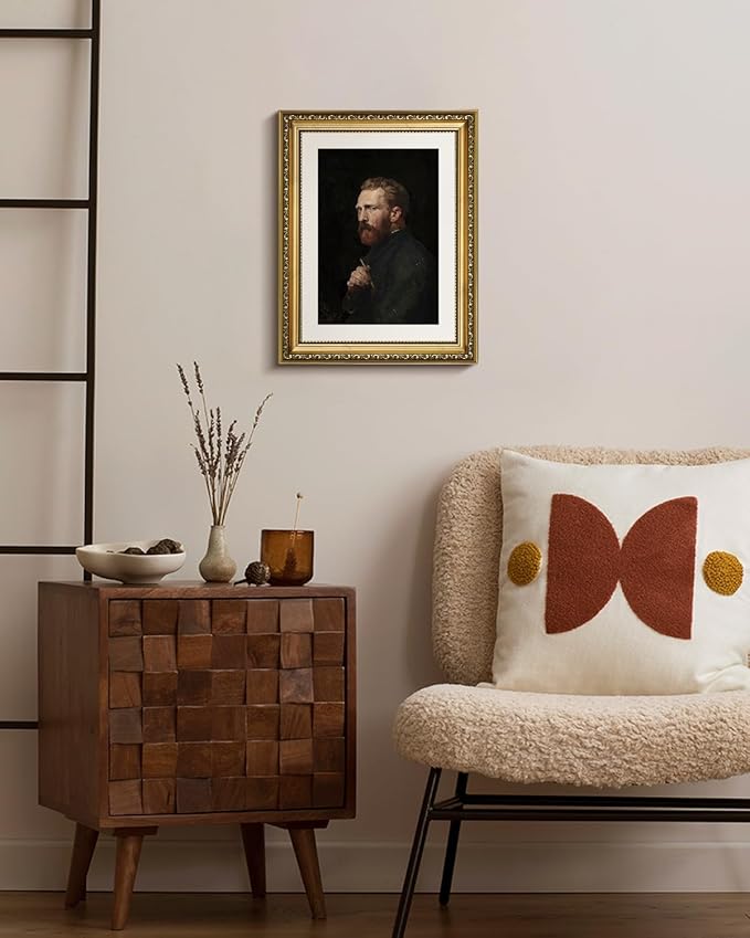 VIYYIEA Gold Framed Wall Art Canvas Print Home Decor Van Gogh Self Portrait Painting Wall Decor Classic Art Prints Artist Wall Pictures for Living Room Decor Gallery Office 11x14in