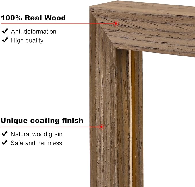 KINLINK 3.5x5 Picture Frame Rustic Brown, Solid Wood Frames with Plexiglass for Table Top and Wall Mounting, Photo Frames for Horizontal or Vertical Display, 4 Pack