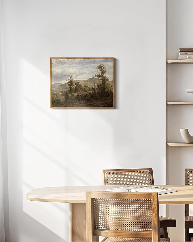 InSimSea Framed Canvas Wall Art Vintage Decor, Home Decor Retro Landscape Oil Painting Canvas Wall Art Decorations for Living Room Kitchen Office Farmhouse Bathroom Decor, 11"x14"