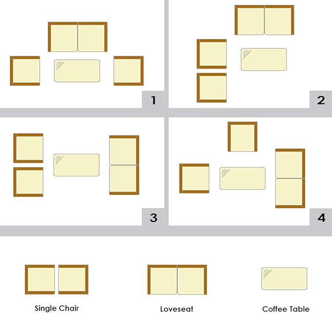 Goplus 4-Piece Rattan Patio Set, Outdoor/Indoor Wicker Conversation Set for Pool, Backyard, Lawn, Wicker Chairs and Sofa with Soft Cushion, Rattan Furniture with Tempered Glass Coffee Table