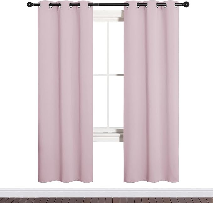 NICETOWN Blackout Curtain Panels for Girls Room, Nursery Essential Thermal Insulated Solid Grommet Top Blackout Drapes (Lavender Pink, 1 Pair, 34 x 72 inches)