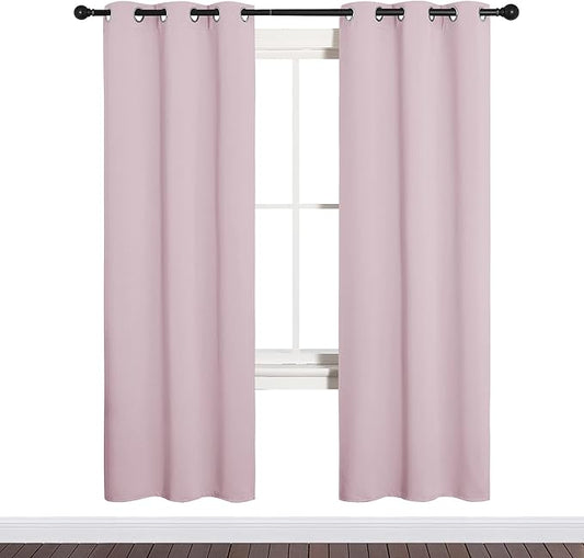 NICETOWN Blackout Curtain Panels for Girls Room, Nursery Essential Thermal Insulated Solid Grommet Top Blackout Drapes (Lavender Pink, 1 Pair, 34 x 72 inches)