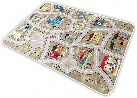 Kid Rug Carpet Playmat for Toy Cars and Train，Play Area Rug with Rubber Backing，Fun Throw Rug，Ideal Gift for Children Baby Bedroom Play Room(80×120cm/32×47in) Y1