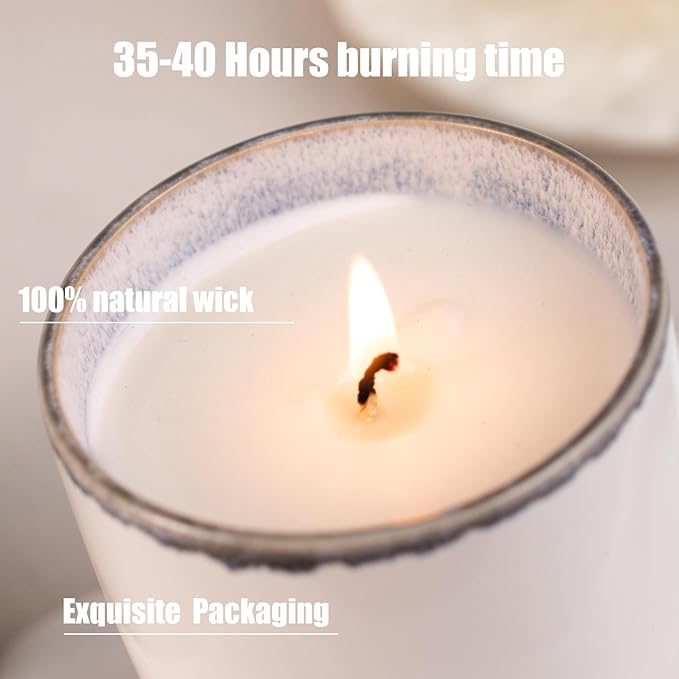 Scented Candle, 8oz Soy Candles, Red Rose Scented Jar Candles for Women & Men, Long-Lasting Aromatherapy White Candle Wax for Home, Bathroom, Non Toxic Candle Gift (Ceramic Cup 15)