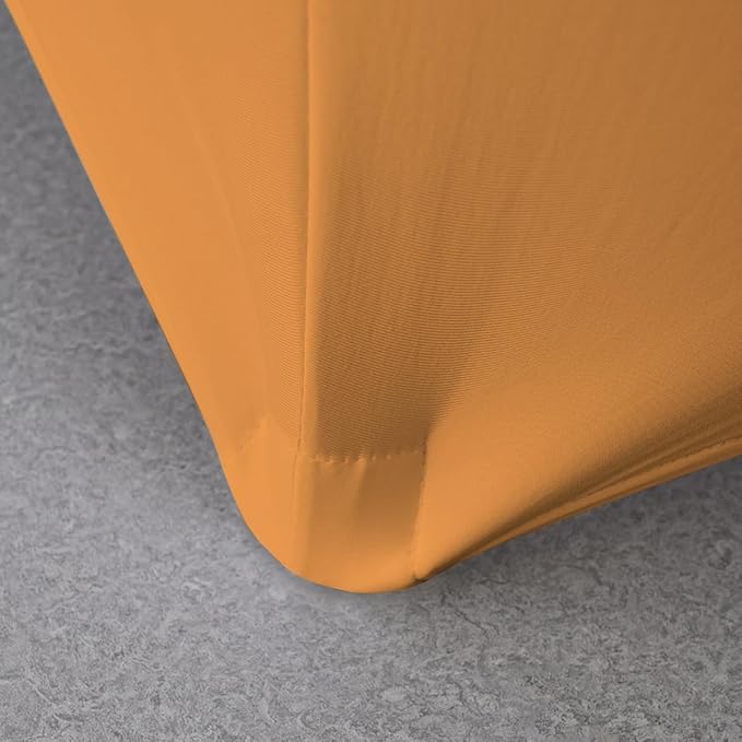 2 Pack 8FT Gold Spandex Tablecloth Stretch Fitted Table Cover for Rectangular Table Event, Wedding, Banquet and Parties