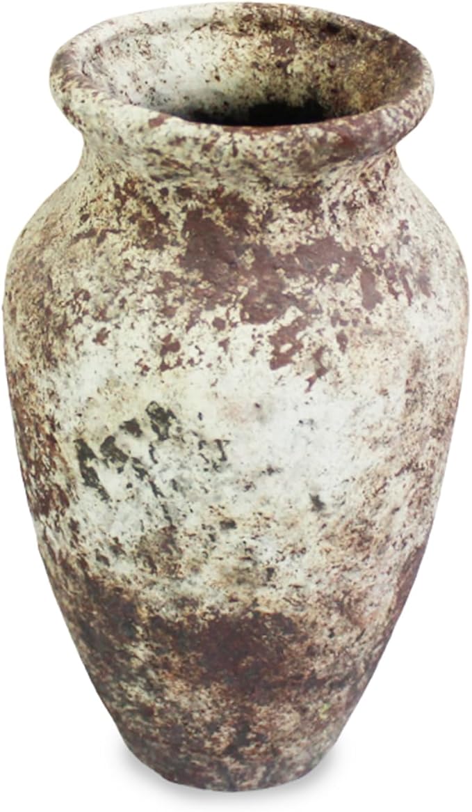 roro Handmade Rustic 7-Inch Brown Rustic Ceramic Vase - Antique Indoor Outdoor with an Elegant Classic -Shaped Design