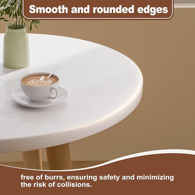 OERGKE Round End Table, Small Side Tables with Lower Shelf, Coffee Table, Bedside Table, Mid Century Modern Nightstand for Living Room, Bedroom, Corners and Office (White)