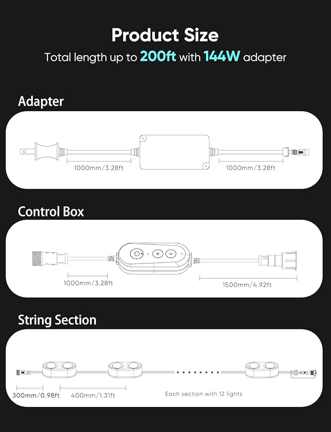 APPECK Permanent Outdoor Lights Pro 100ft, 72W RGBCW Eaves Lights with 72 LED Lights, 80lm, Cuttable, 111 Scene Modes, IP67 Waterproof Lighting for Halloween Decoration, Compatible with Alexa, Black