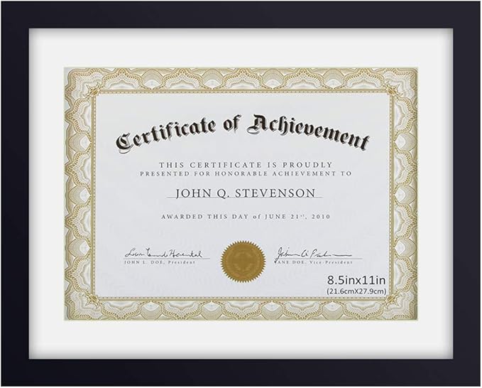 RPJC Document Frame Certificate Frames Made of Solid Wood High Definition Glass and Display Diplomas 8.5x11 with Mat or 11x14 Inch Without Mat Picture Frame Black
