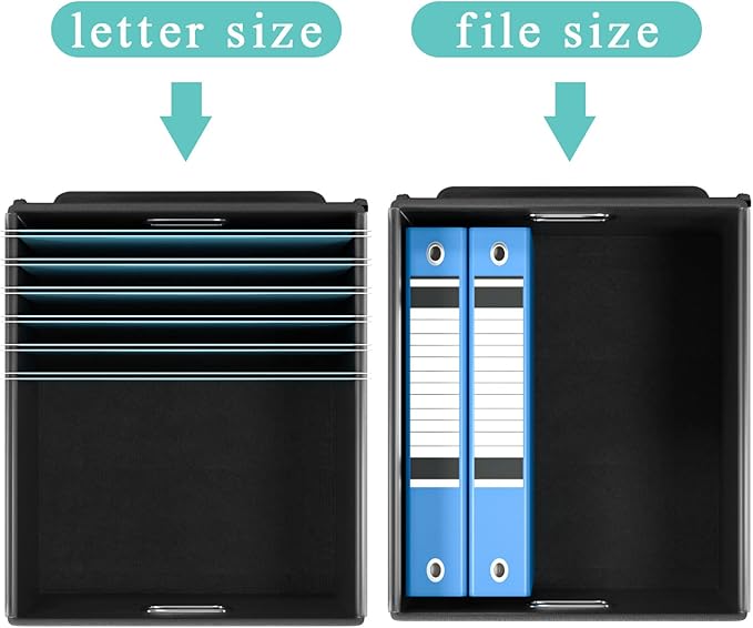 Huolewa File Organizer Box with Lid, Collapsible File Folder Organizer for Office Document Storage, Filing Box with Plastic Slide for Letter/Legal Size Hanging Files, Purple