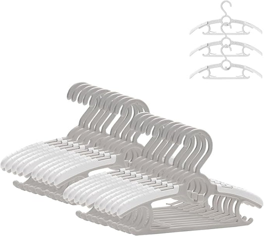 ManGotree Baby Hangers for Nursery Closet, 11''-14.5'' Adjustable Non-Slip Kids Hangers, Space Saving Stackable Plastic Hanger for Baby Toddler Children Kids Teen (20 Pack, Grey)