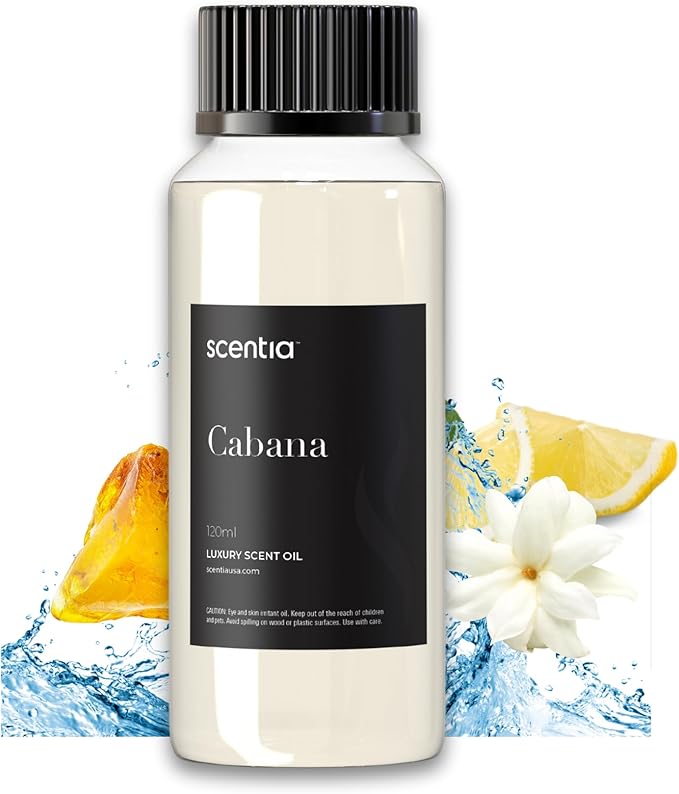 Hotel Diffuser Oil Inspired by The Ritz Carlton Hotel Scent - 120 mL 4.06 fl oz - Essential Oil Blend Botanical Jasmine, Bergamot & Fresh Marine Notes for Aromatherapy Diffusers - Cabana