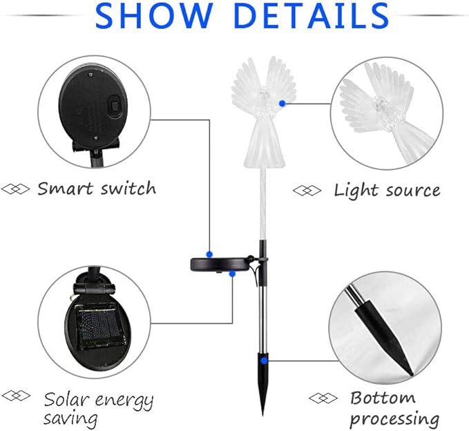 Solar Lights Outdoor Decorative Angel, Garden Solar Light Housewarming Gifts for Women Friends Mom Grandma, Color Changing Garden Stake Light for Yard Patio Pathway Grave Cemetery Decorations