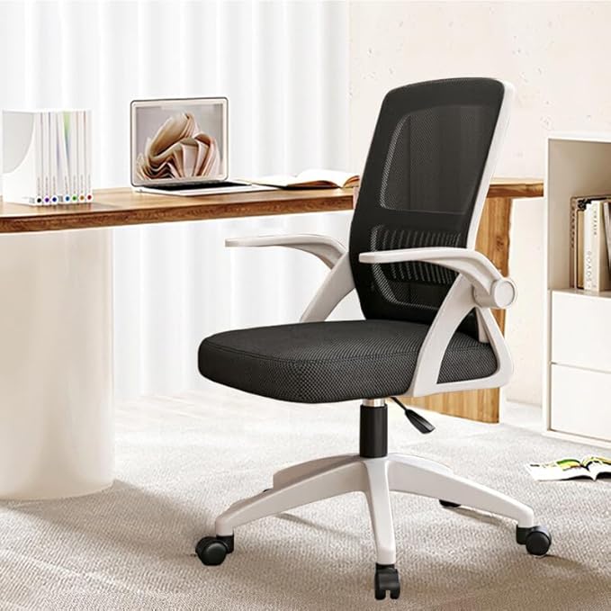 Home Office Chair Ergonomic Breathable Mesh Chair High Back with Adjustable Height Swivel with Flip-Up Arms and Lumbar Support