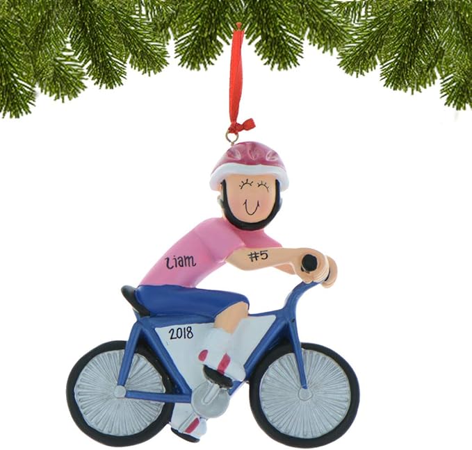 Personalized Cycling Ornament 2025 - Bike Ornaments for Christmas Tree Female in Pink Cycling Gifts Dirt Bike Ornament Workout Fitness Exercise Ornaments by Elves