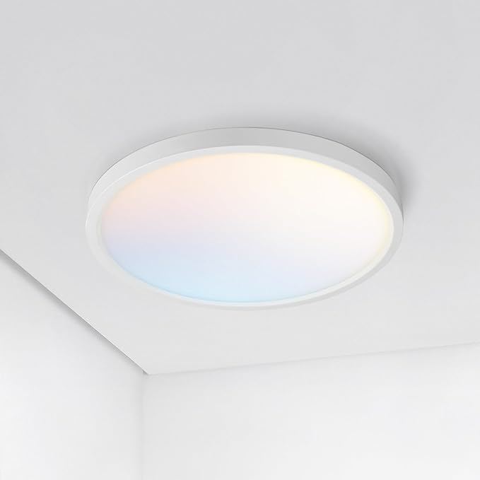 ASD LED 9" Round Flush Mount Ceiling Light Fixture, Low Profile Surface Lighting | 5CCT, Dimmable, Ultra-Thin, ETL Listed | 18W 1660LM 2700-6000K 120V | Kitchen, Bedroom, Hallway Lamp | White