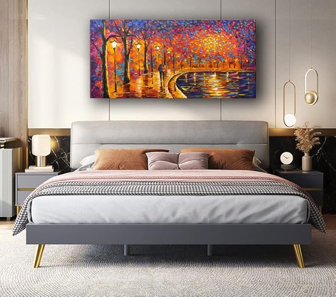 Tyed Art- Contemporary Art Landscape impressionist Oil Painting On Canvas Abstract Textured Tree artwork Painting Home Office Decorations Canvas Wall Art Painting Ready to hang 24x48inch