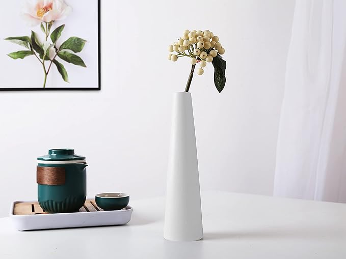 Ceramic Vase, Modern Home Decor Ceramic Vase, Frosted Porcelain Vase, Grey Minimalist Vase,Living Room Decoration，Ideal Shelf, Best Decoration. (White)