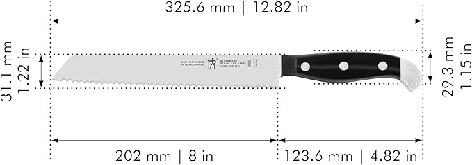 HENCKELS Statement Razor-Sharp 8-inch Bread Knife, Cake Knife, German Engineered Informed by 100+ Years of Mastery, Black
