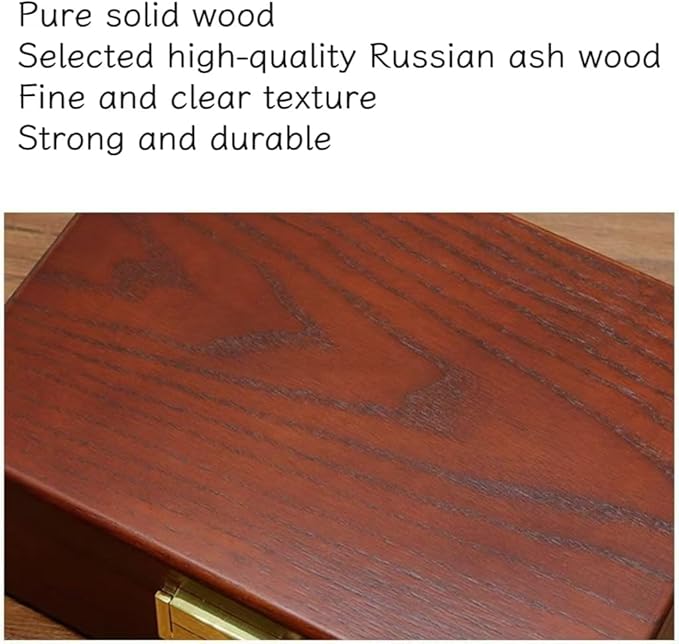 Bescott 2 Layer Solid Wooden Jewelry Box with Lock and Key for Women Men Vintage Velvet Wood Jewelry Organizer Storage for Earrings Rings Necklaces Bracelet Watch Mother’s Day Gift