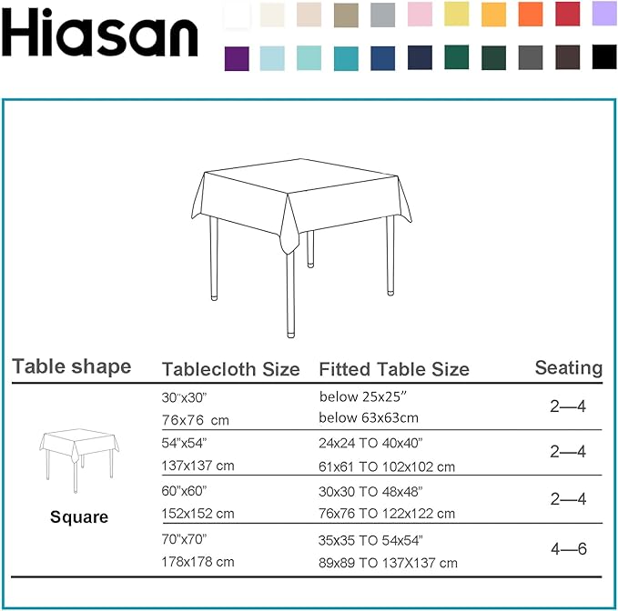 Hiasan Yellow Square Tablecloth - Spillproof and Waterproof Washable Table Cloth for Dining Room Kitchen Camping, 30 x 30 Inch