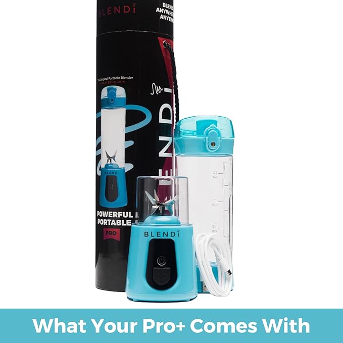 BLENDi Pro+ Portable Blender (New 2025 Model, 17.5oz, Turquoise) – Upgraded 120W Motor, USB-C Rechargeable, Cordless Personal Blender for Smoothies & Shakes – BPA-Free, Self-Cleaning, Travel-Friendly