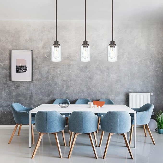 Vintage 1-Light Hanging Ceiling Fixture Pendant Light, Oil Rubbed Bronze Mini Lighting Chandelier with Clear Glass Shade for Kitchen Island Farmhouse