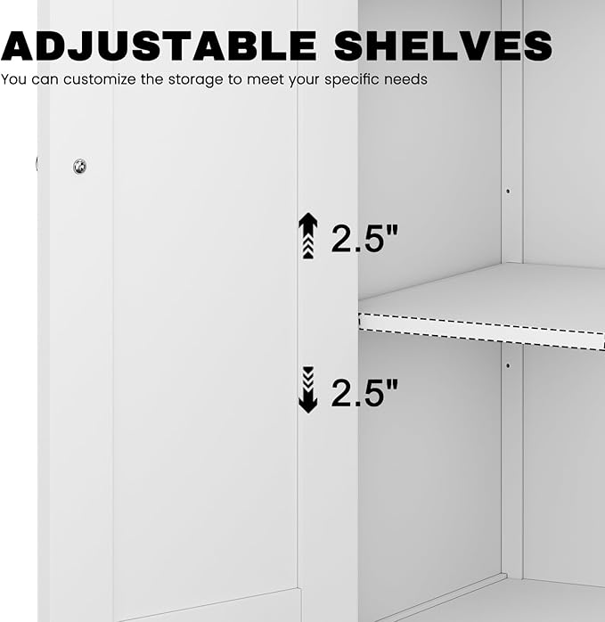 Bathroom Cabinet, Modern Bathroom Floor Storage Cabinet, Freestanding Organizer with Adjustable Shelves & Double Doors, 3-Tier Home Living Room Furniture