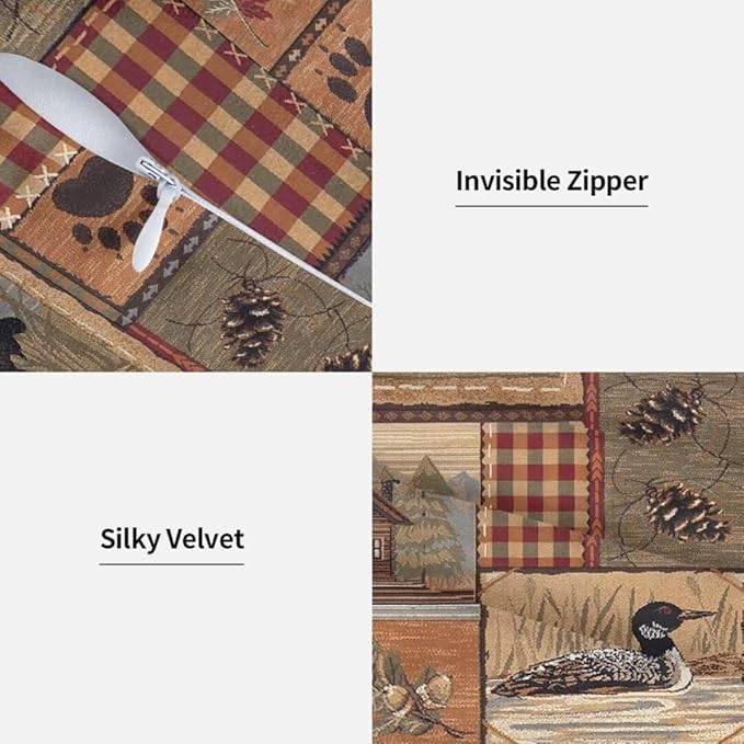 BETGINY Western Pillows Cover 22 x 22 Inch Pack of 2, Rustic Wildlife Cabin Bear Deer Throw Pillows Cover Linen Square Cushion Animal Pillowscase for Bedroom Home Sofa Decoration