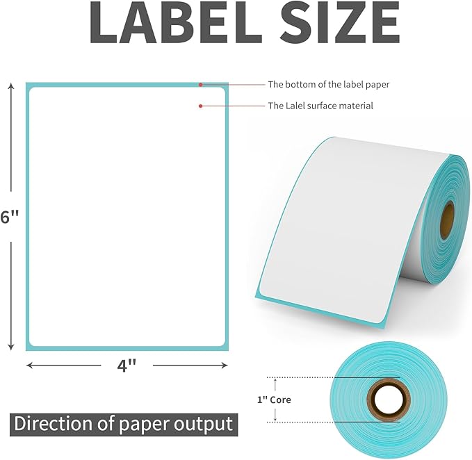 9527 Product 4" x 6" Direct Thermal Shipping Labels for Zebra 2844 ZP-450 ZP-500 ZP-505 Thermal Printers,Blank Direct Thermal Labels 8 Rolls 3600 Labels, 450 Labels/Roll 1" Core