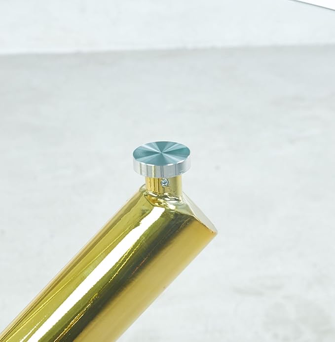 Round Glass Dining Table,Glass Dining Room Table with Tempered Glass Tabletop and Metal Legs, Modern Style Glass Kitchen Table for Home, Kitchen, Dining Room