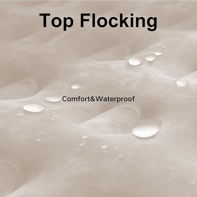 Twin Air Mattress with Built in Pump, Single Air Bed with Portable Storage Bag, 18'' Blow up Mattress Suitable for Home and Guests, Top Flocking, 18" Twin Khaki